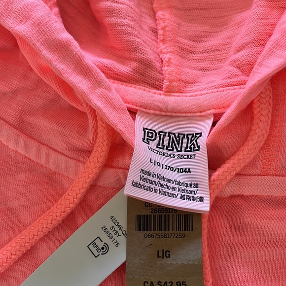 PINK Victoria’s Secret Summer Lounge Cotton Zip-Up Hoodie (L) FINAL SALE - Picture 2 of 4